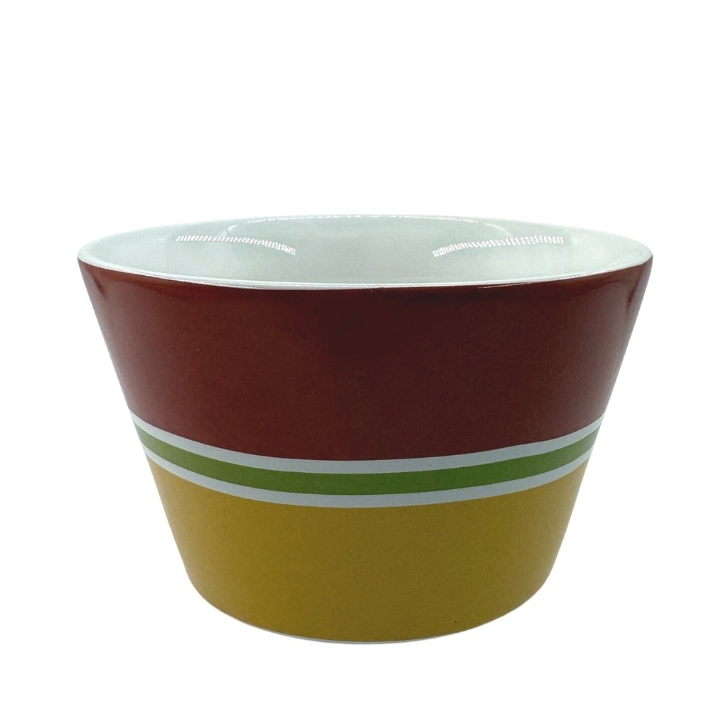 222 Fifth Cadiz Cereal Bowl Heavy Porcelain Red Yellow Stripe Replacement Dish